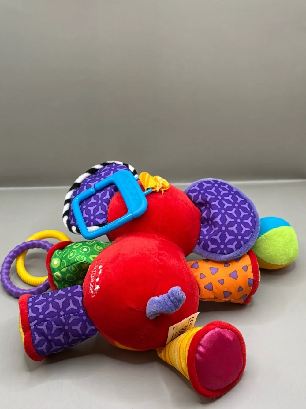 Vintage Lamaze Red Elephant Plush Stuffed Animal Baby Sensory Learning Toy